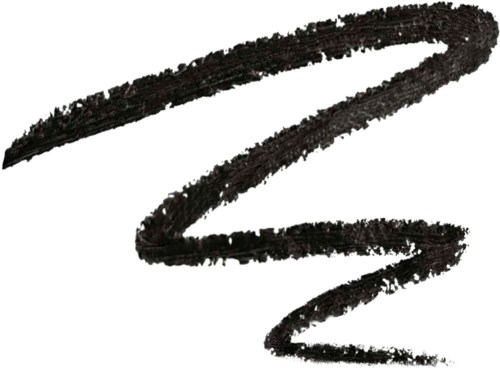 A thick, black, spiral-like stroke on a white background, resembling a sketch or artistic mark.