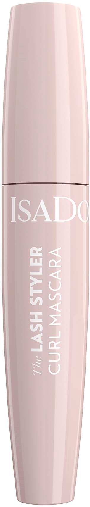 Vaaleanpunainen ripsiväritölkki, jossa valkoinen teksti: 'The Lash Styler Curl Mascara.'
