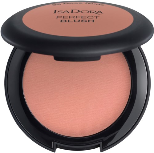 Komplette blushen har en persikanfarget makeup inni, med et svart etui og et lokk som viser produktets navn.