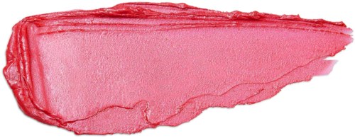 Grober Streifen rosa Lippenstift mit glatter, glänzender Oberfläche und leicht gebogenen Rändern.