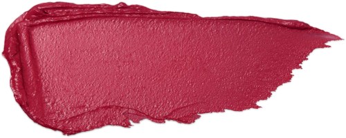 Ein Klecks pink-rot Lippenstift mit unregelmäßigem Rand auf weißem Hintergrund.