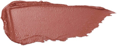 Ein Tupfer brauner Lippenstift oder Schminkprodukt auf weißem Hintergrund.