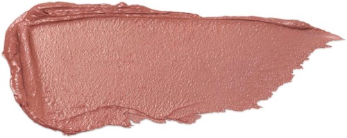 Ein Klecks beige Lippenstift auf weißem Hintergrund.