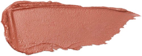 En provbit av peachfärgad läppstift med en texturerad, krämig look.