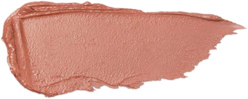 Ein Streifen rosa-beige Make-up oder Lippenstift mit cremiger Textur auf weißem Hintergrund.