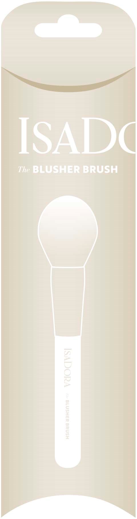 A white makeup brush inside a beige packaging labeled 'ISAD'.