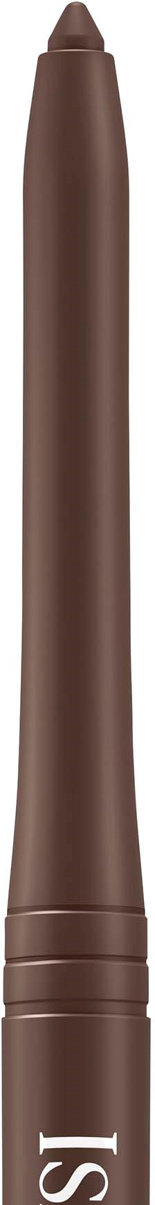 Ett brunt läppstift i ett smalt, högt rör med matt yta. Varumärkesloggan syns nära botten.