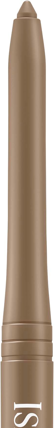 En beige eyeliner-penna med rund spets och tre skåror nära botten.