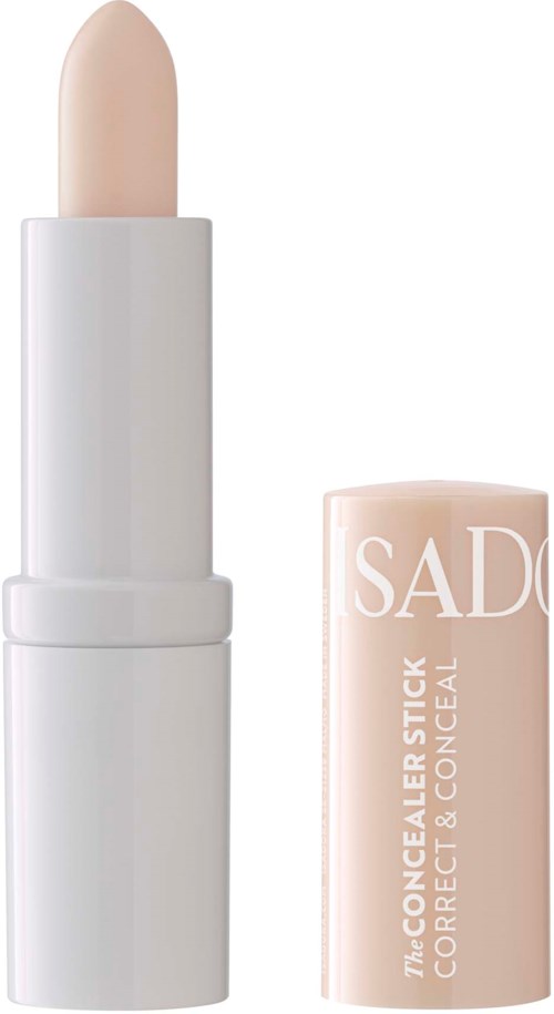 Ein beiger Concealer-Stift mit abgenommenem Deckel, der das Produkt zeigt. Der Deckel liegt daneben.