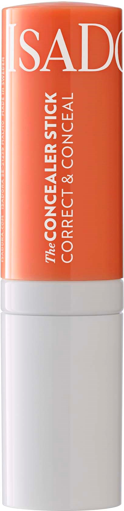 Ein beige-weißer Stick mit orange Beschriftung, zeigt es ist ein Concealer.