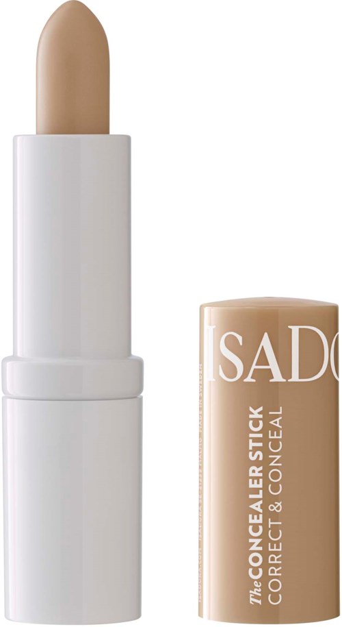 Beiger Concealer Stick ohne Deckel, zeigt das Produkt. Der Deckel ist beige mit weißem Text.