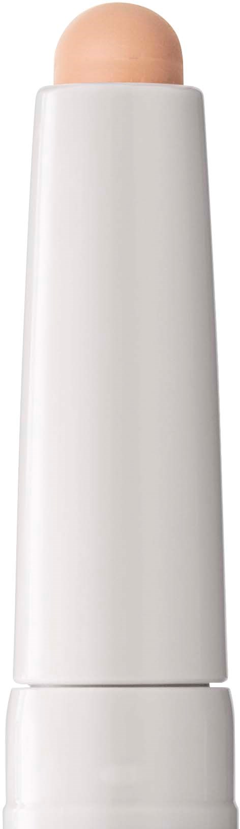 Een wit cilindervormig object met een ronde beige bovenkant, lijkt op een productcontainer of apparaat.

