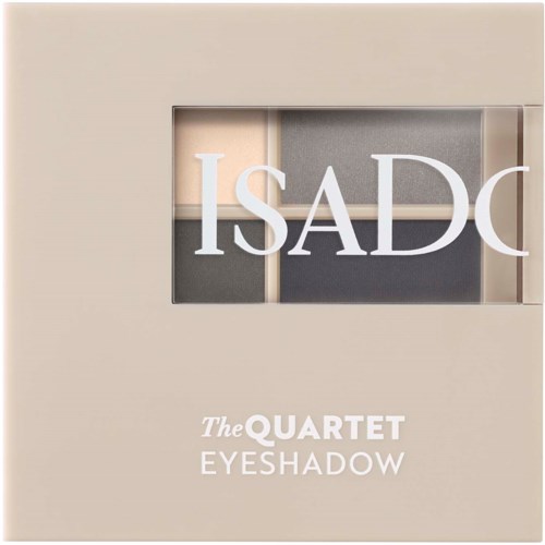 A makeup palette with four eyeshadow colors and the words "The QUARTET EYESHADOW."