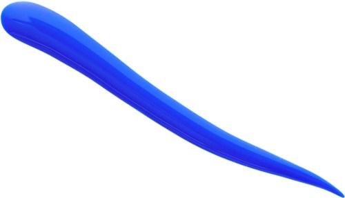 A large, curved blue object that looks smooth and glossy.