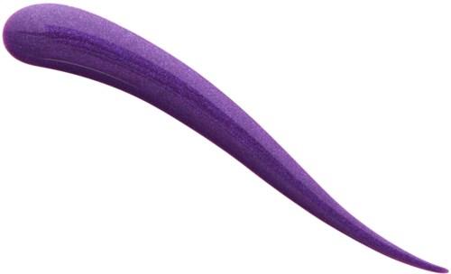 A purple, curved makeup applicator tool with a rounded tip.
