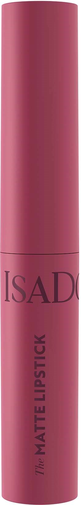 Ein pinker Lippenstiftstift mit mattem Finish und dem Markennamen 'ISAD'.