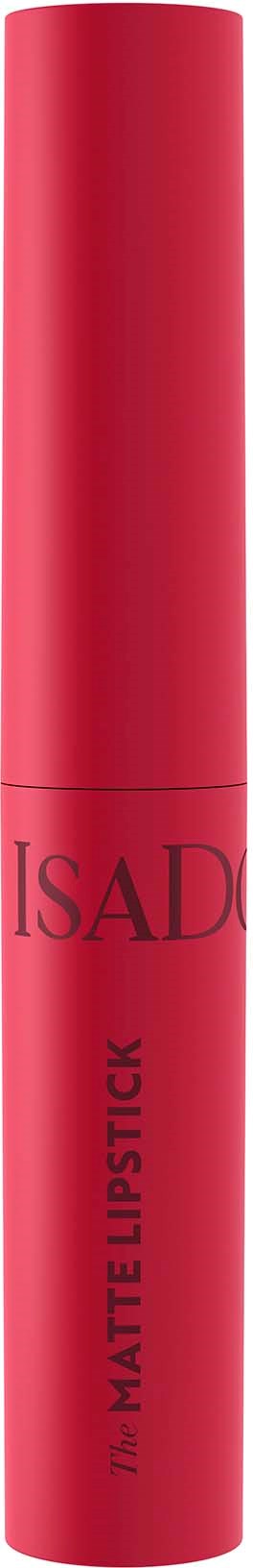 Ein roter Tuben mit Isador matten Lippenstift mit Markenname.
