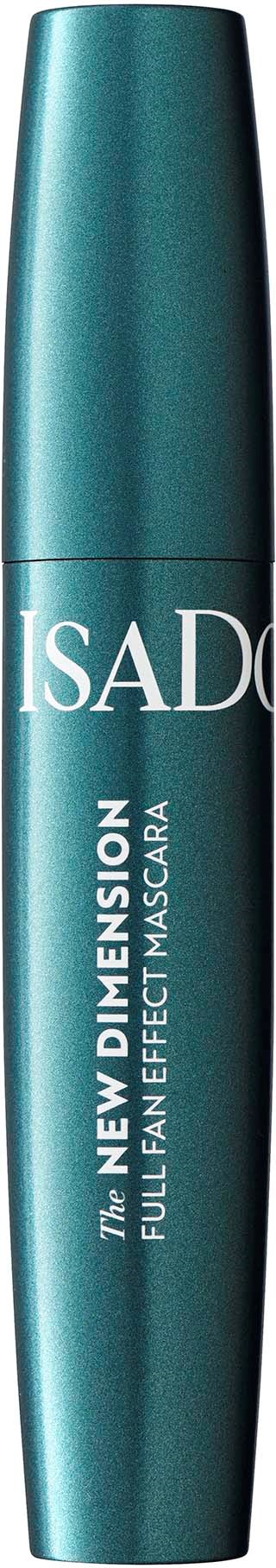 Turkoosi ripsivärituubi, jossa lukee "ISADQ The New Dimension Full Fan Effect Mascara."