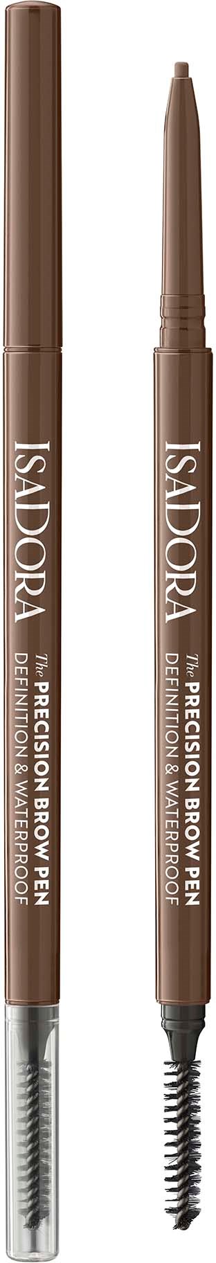 Zwei braune Augenbrauenstifte mit unterschiedlichen Spitzen und silbernen Griffen, Marke Isadora Precision Brow Pen.