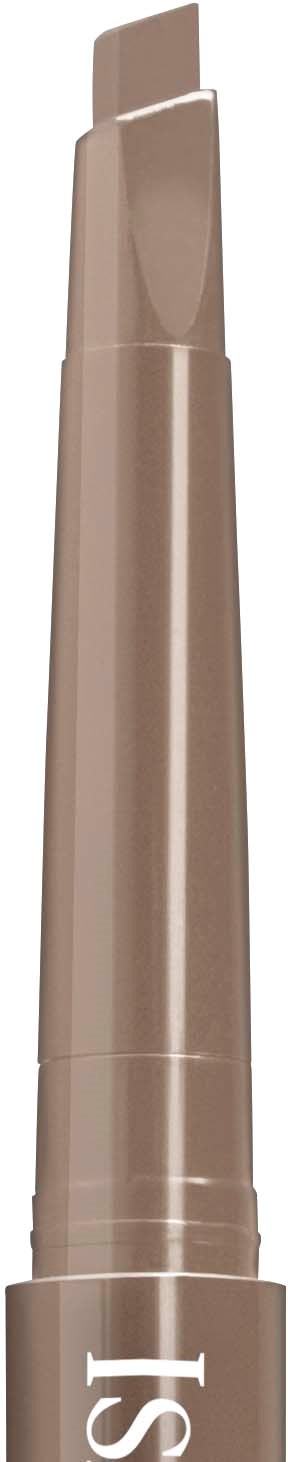En beige läppstift med ett glänsande lock står upprätt mot en svart bakgrund.