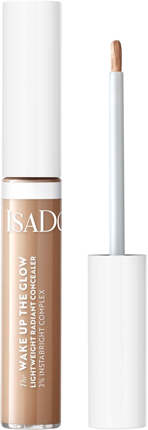 Ein Concealer-Stift mit weißer Kappe und beigem Inhalt, gekennzeichnet 'Isado'.