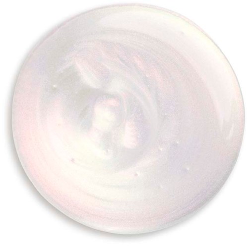 A white, round, shiny ceramic or plastic bowl with a slightly swirled pattern inside.