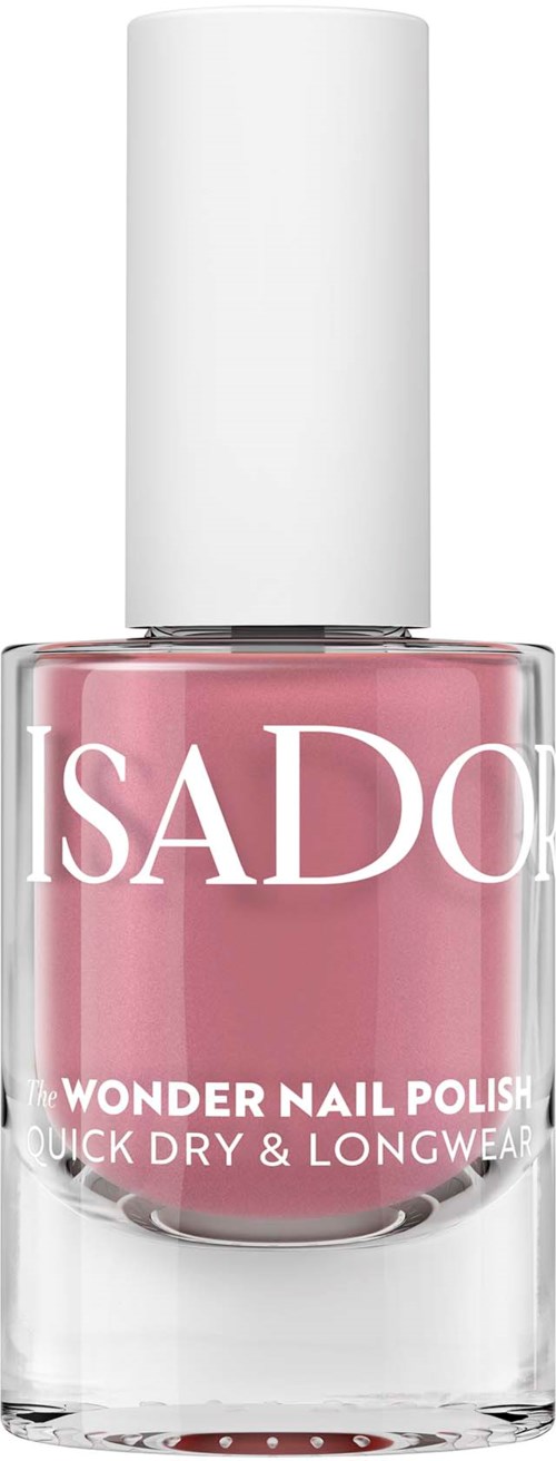 Pink nail polish bottle with white cap, labeled 'SADO' and 'Wonder Nail Polish, quick dry & longwear.'