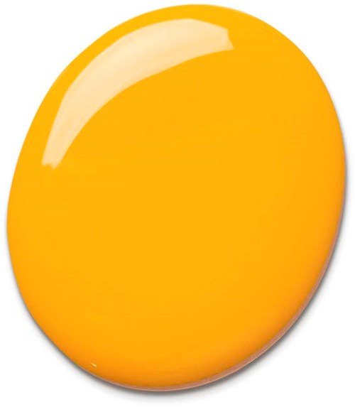 A shiny, round, orange candy with a smooth surface and a glazed appearance.