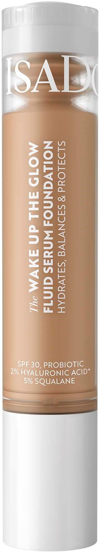 A beige cylindrical stick with a white cap. It has white and beige text and is likely a makeup or skincare product.