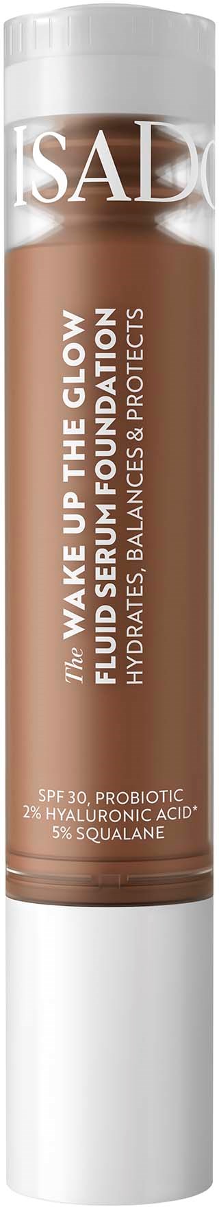 A brown stick product with white cap and text about skincare, hydration, and sun protection.