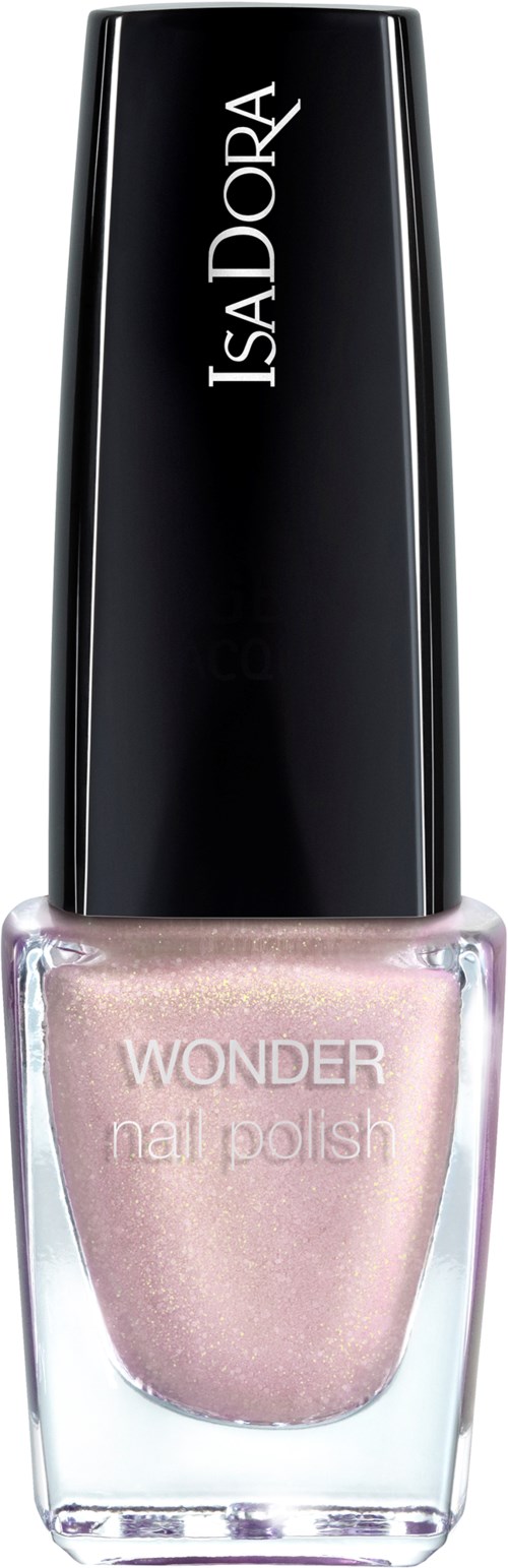 En flaska IsaDora Wonder nagellack i ljusrosa med svart lock.