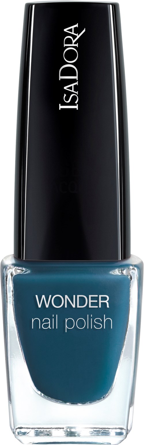 En flaska IsaDora Wonder nagellack i blå färg med svart lock.