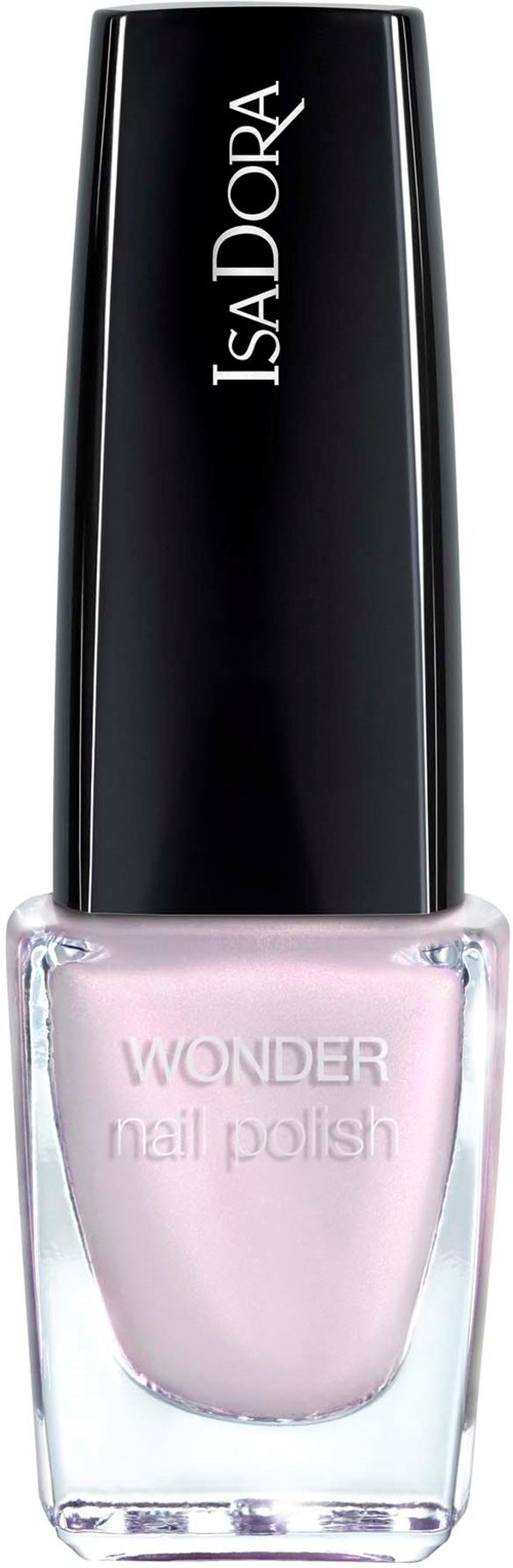 En flaska IsaDora Wonder nagellack med svart lock och ljusrosa nagellack inuti.