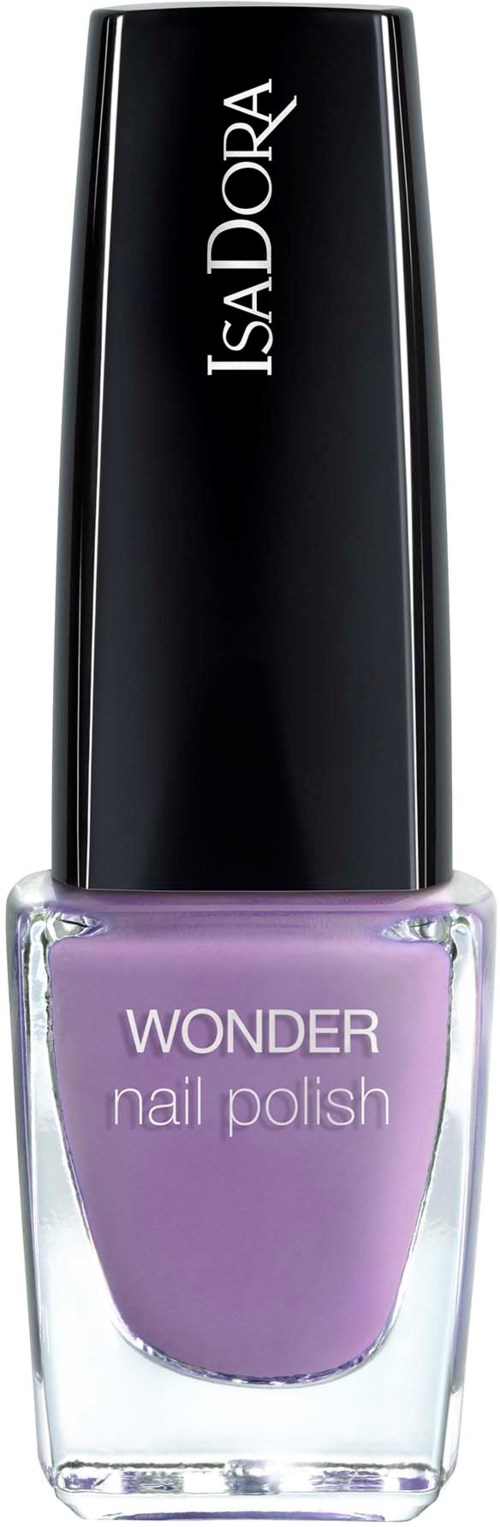 En flaska IsaDora Wonder nagellack i ljuslila med svart och silver lock.