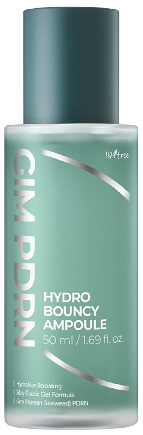 Een fles GIPM PDN Hydro Bouncy Ampoule met een teal dop en label, benadrukt hydratatie en huidverzorging.