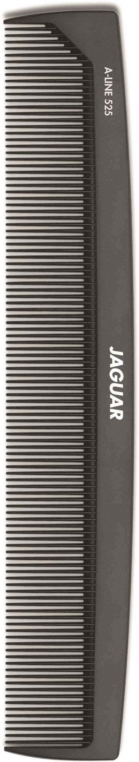 A black grooming brush with metallic teeth, labeled 'JAGUAR' and 'ALUNIN 525' on the side.