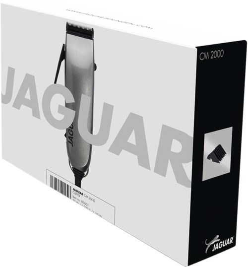Box with a hair clipper and the word 'JAGUAR'.