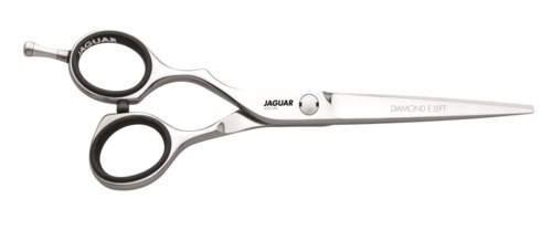 Een paar professionele haarknipschaar met zwarte en zilveren handvatten en scherpe messen.