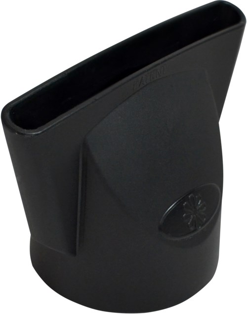 A black plastic device with a rounded base and a rectangular top, possibly a handle or connector.