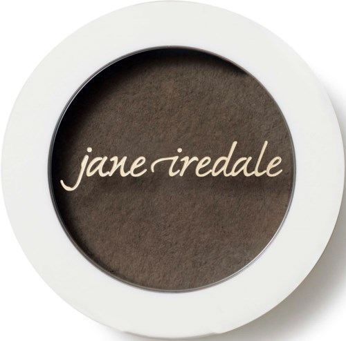 En rund vit behållare med en mörk inuti och namnet "jane iredale" skrivet inuti.
