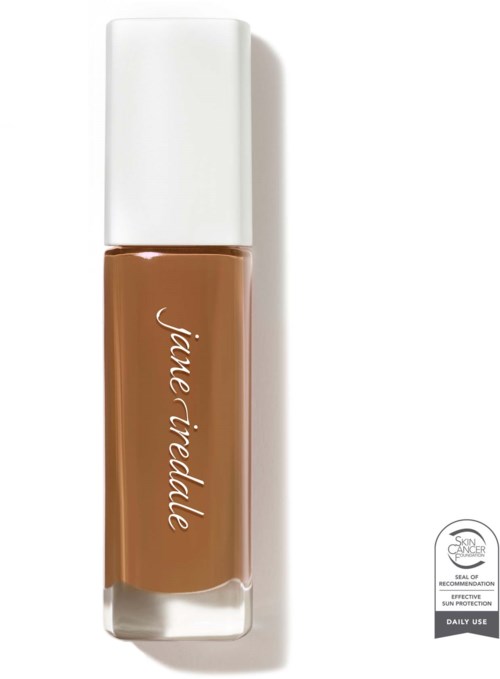A brown liquid concealer in a clear tube with white cap, labeled 'jane iredale'.