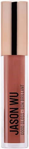 Lippengloss-Röhre mit glänzendem rosafarbenen Deckel und schwarzer Linie, beschriftet 'JASON WU GOOD GLOSS BON BRILLANT'.