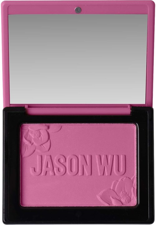 Rosa Make-up-Compact mit dem Namen 'JASON WU' und Blumenmuster in Rouge.