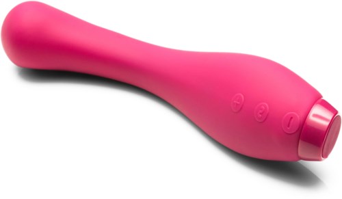 Pinkki hierontalaite with hallintapainikkeet, pieni, kaareva ja sileä laite.