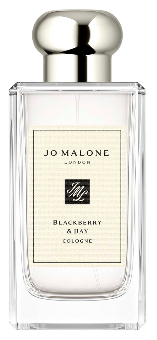 En tydlig parfyllåda med silverlock, märkt Blackberry & Bay Cologne av Jo Malone London.
