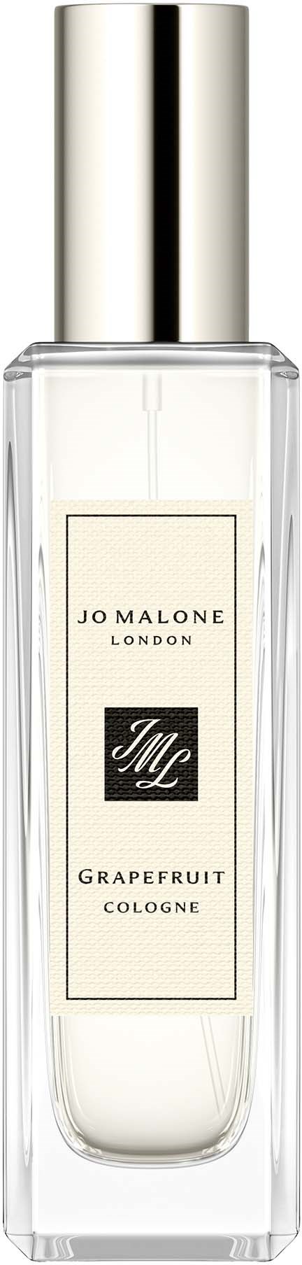 En tydlig parfymflaska med silverlock, märkt Jo Malone London Grapefruit Cologne.