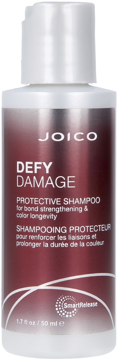 Joico Defy Damage schützendes Shampoo für starke Bindungen und Farbkonservierung, 50 ml Flasche.
