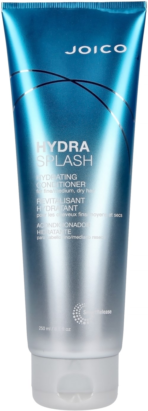 A blue and silver tube with the brand name 'Joico' and product 'Hydra Splash' for moisturizing hair.