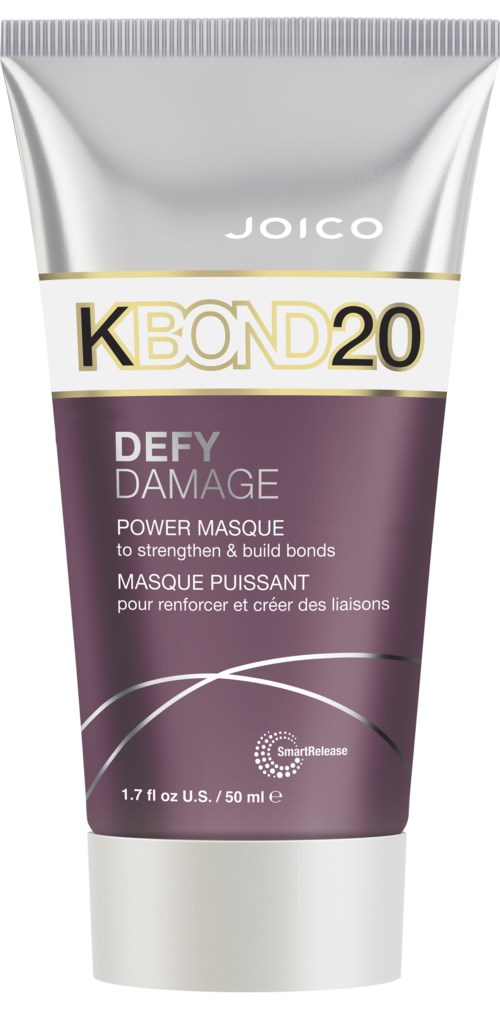 Een tube van Joico K-Bond 20 Defy Damage Power Masque voor haarbehandeling.