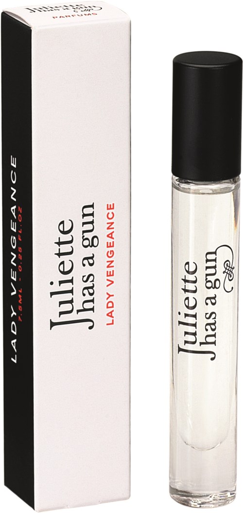 Een parfumfles en doos voor Lady Vengeance door Juliette Has a Gun.